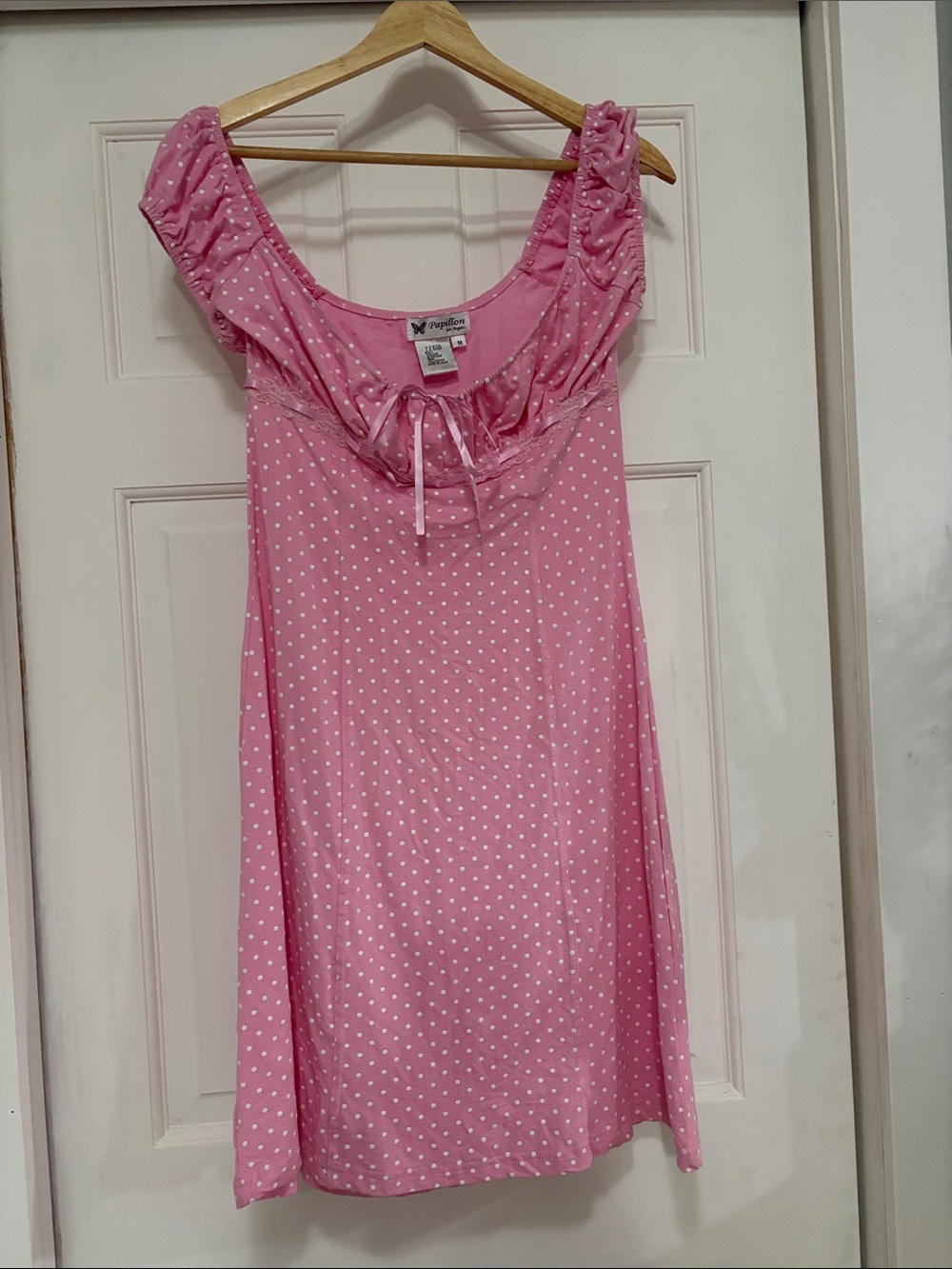 Papillon Pink Polka Dot Ruffle Neck Midi Dress